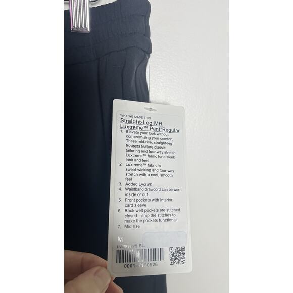 Lululemon Womens Size Medium Black Straight-Leg Mid-Rise Pant Luxtreme NEW - Picture 12 of 14
